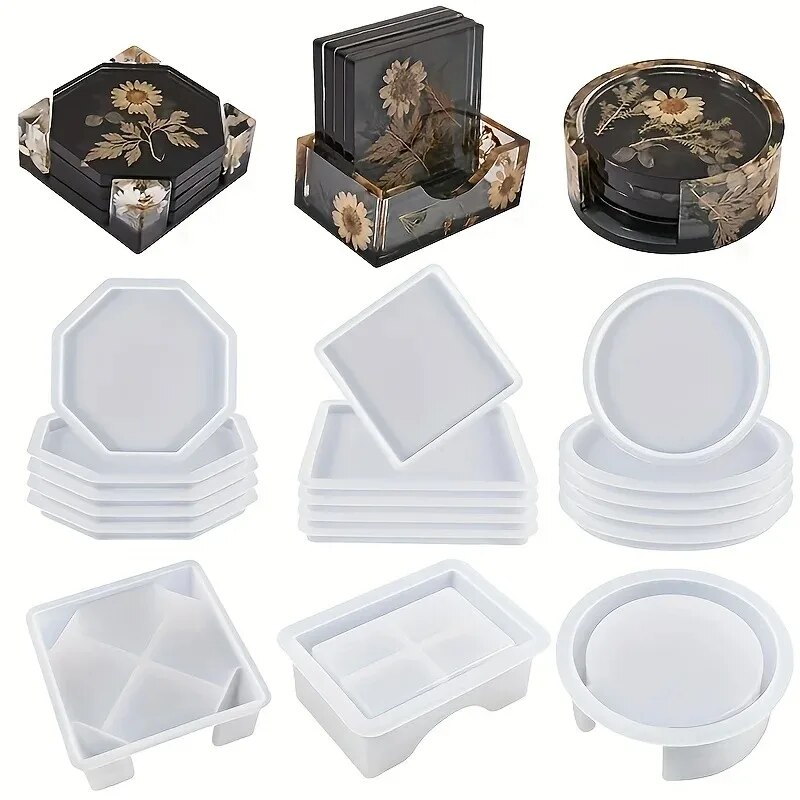 Resin Art Case - 코스터 수지 금형 세트에는 1pc 코스터
