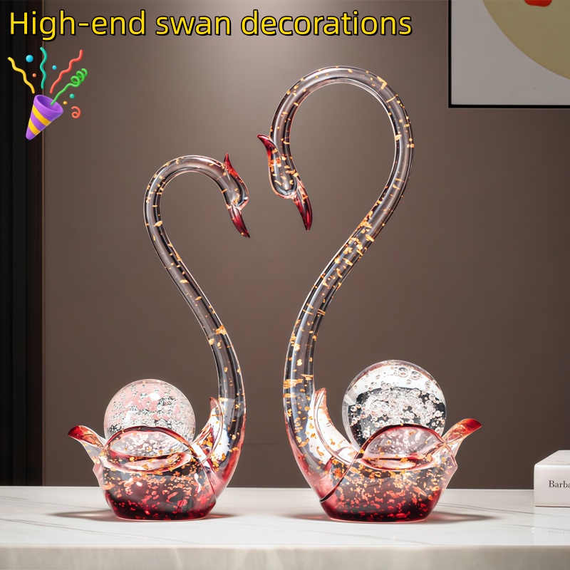 Resin Art Wedding Gift - 고급스러운 레진 소재의 백조 조형물, 커플