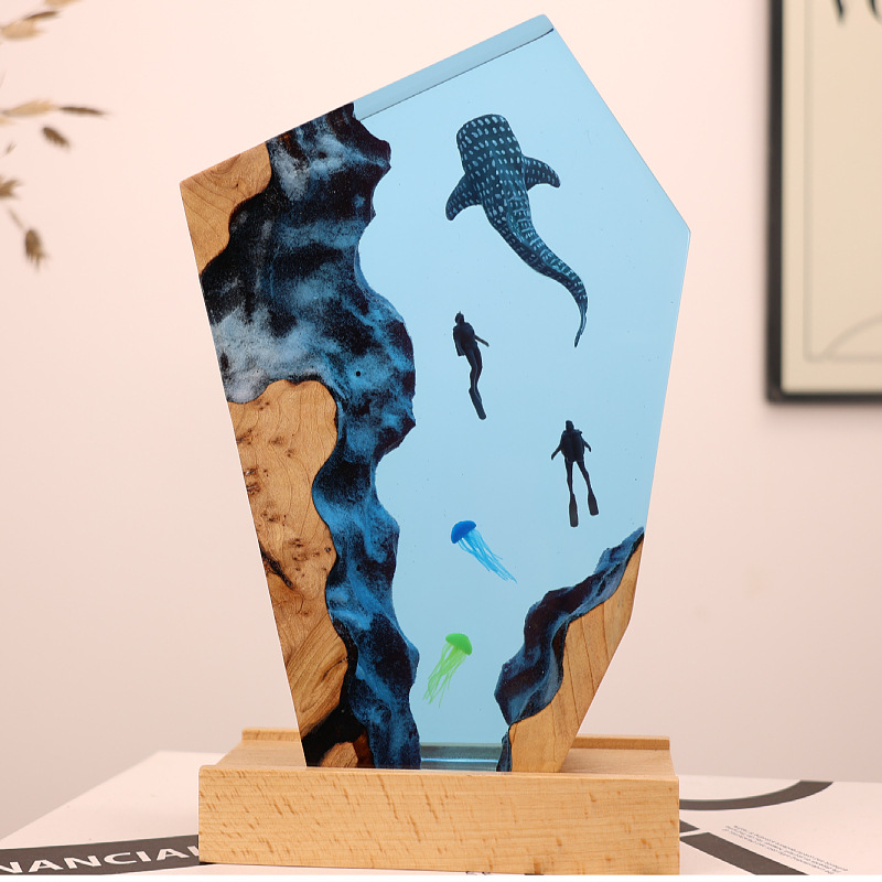 레진 동굴 고래 다이버 데스크탑 해파리 발광 장식품 창 - Resin Art Wedding Gift 리뷰 및 가격