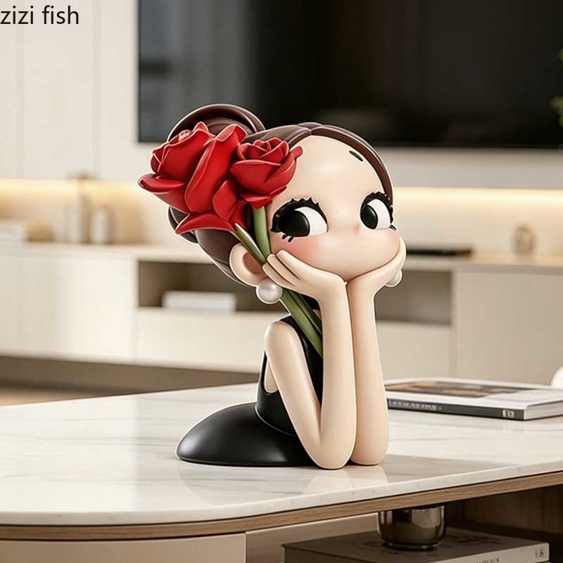 귀여운 장미 소녀 흉상 조각상 레진 캐릭터 조각품 피규 - Resin Art Rose 리뷰 및 가격