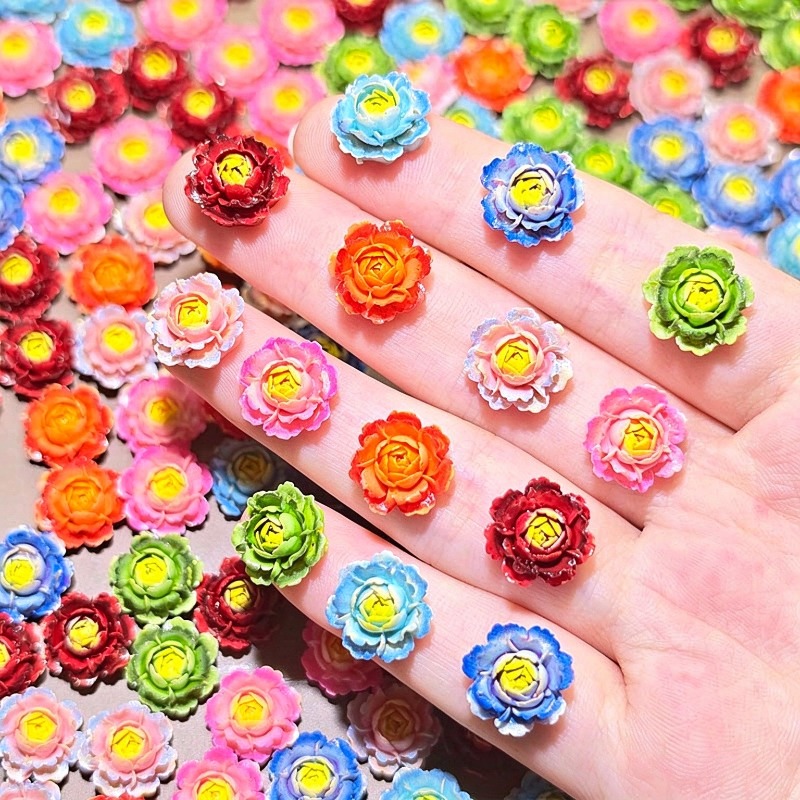 50개입, 다양한 색상의 3D 레진 장미 모양 플랫 백 - Resin Art Rose 리뷰 및 가격