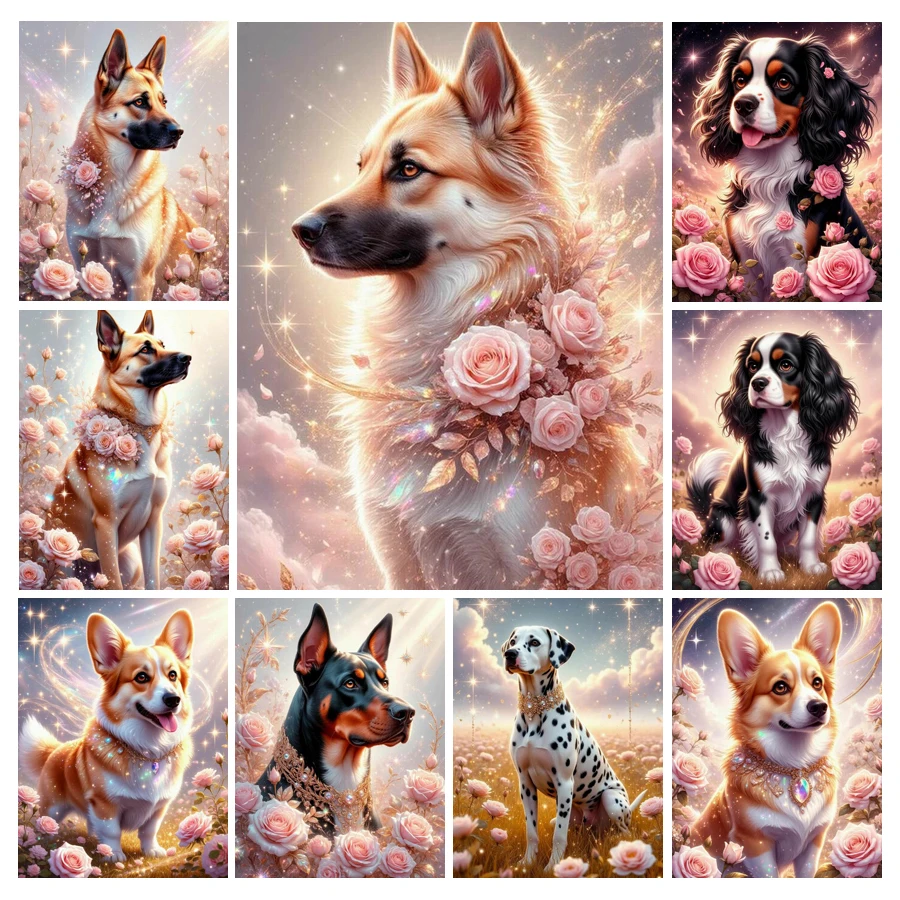 귀여운 강아지와 꽃을 모티브로 한 다이아몬드 페인팅,  - Resin Art Rose 리뷰 및 가격